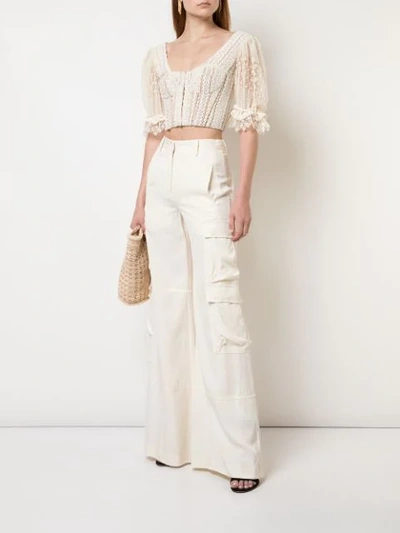 JONATHAN SIMKHAI TWILL WIDE LEG CARGO TROUSERS - 白色