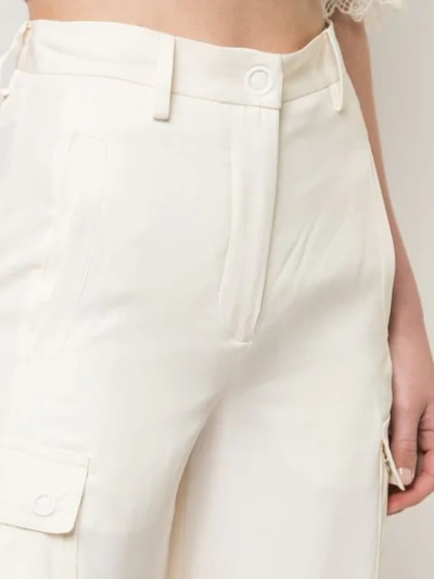 Shop Jonathan Simkhai Twill Wide Leg Cargo Trousers - White