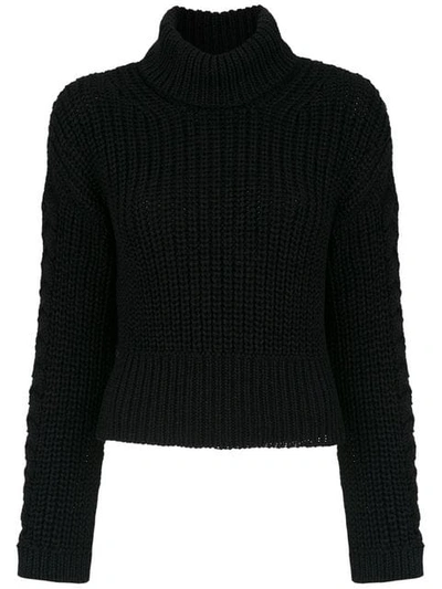 Shop Tufi Duek High Neck Knit Blouse - Black