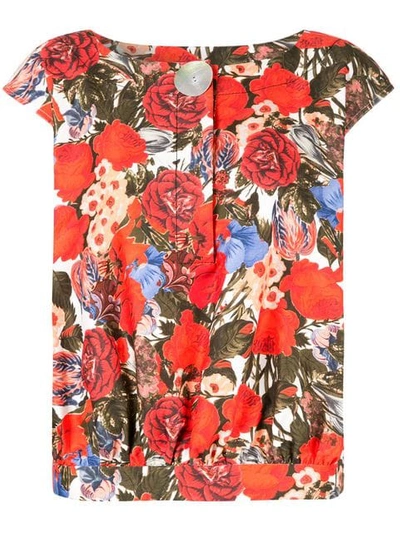 Shop Marni Floral Print Blouse In Red