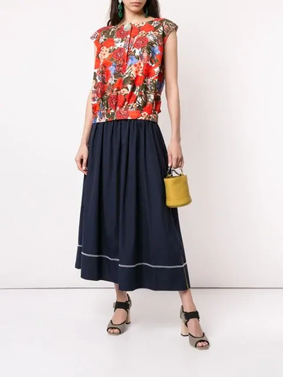 Shop Marni Floral Print Blouse In Red