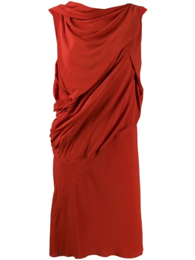 Shop Rick Owens Asymmetric Shift Dress In Red