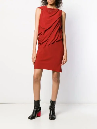 Shop Rick Owens Asymmetric Shift Dress In Red