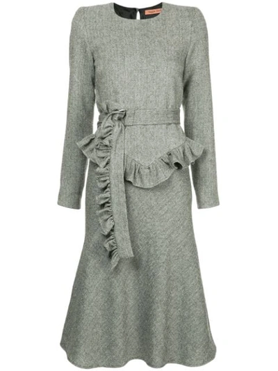 Shop Maggie Marilyn Belted Herringbone Dress In Grey