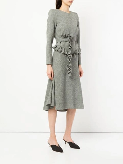 Shop Maggie Marilyn Belted Herringbone Dress In Grey