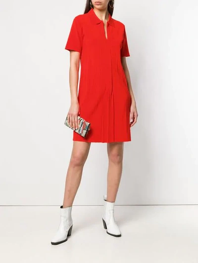 Shop Apc Ribbed Knit Dress In Red