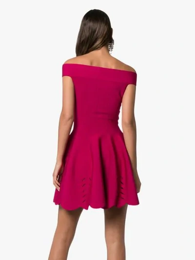 Shop Alexander Mcqueen Off-the-shoulder Mini Dress In Pink