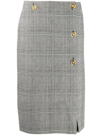 Shop Versace Checked Pencil Skirt In Black