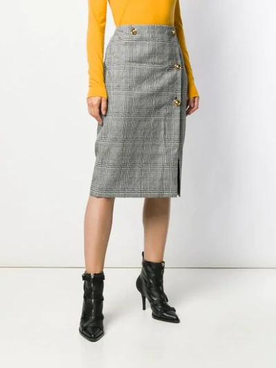 Shop Versace Checked Pencil Skirt In Black