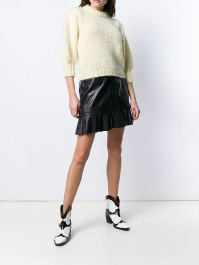 Shop Ganni Mini Leather Skirt In 099   Black