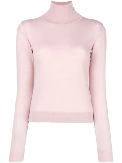 Shop Emilio Pucci Roll Neck Long Sleeved Knit Top In Pink