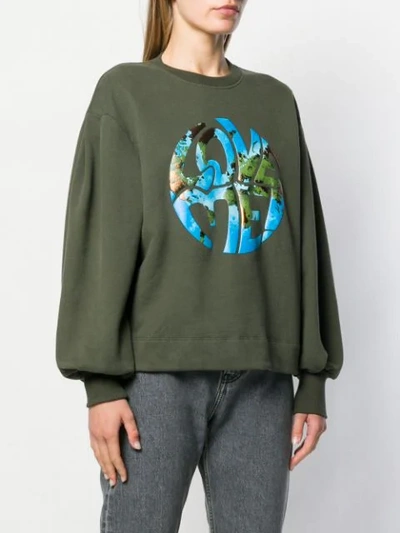 Shop Alberta Ferretti Love Me! Graphic Sweatshirt In Green