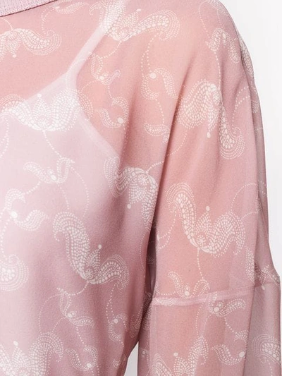 Shop Fendi Embroidered Long-sleeve Blouse In Pink