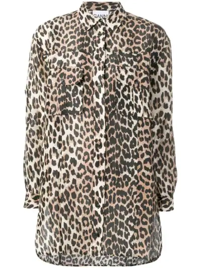 Shop Ganni Leopard Print Shirt In 943 Leopard