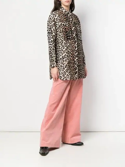 GANNI LEOPARD PRINT SHIRT - 棕色