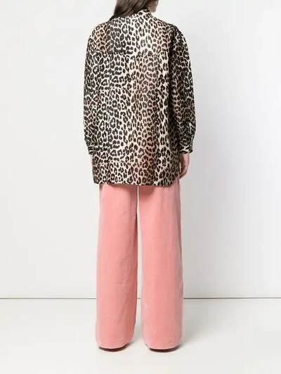 Shop Ganni Leopard Print Shirt In 943 Leopard