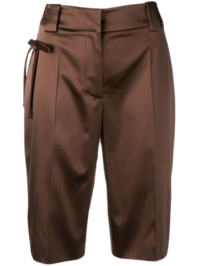 Shop Prada Bow Bermuda Shorts In Brown