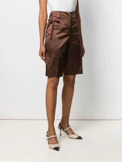 Shop Prada Bow Bermuda Shorts In Brown