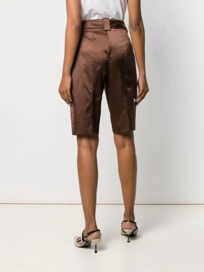 Shop Prada Bow Bermuda Shorts In Brown