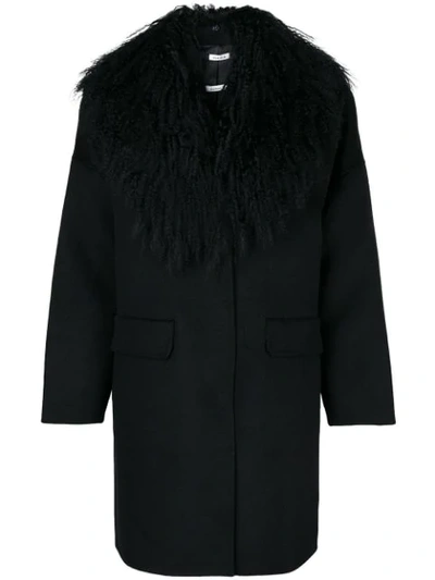Shop P.a.r.o.s.h . Fur Collared Coat - Black