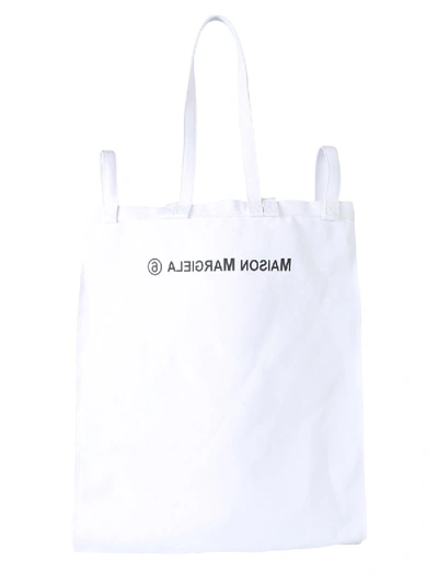 Shop Mm6 Maison Margiela Logo Tote Bag In White