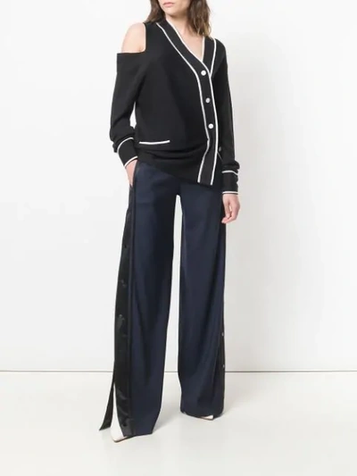 Shop Monse Side Pinned Flared Trousers In Blue