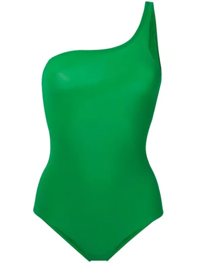 Shop Isabel Marant Étoile One Shoulder Swimsuit In Green