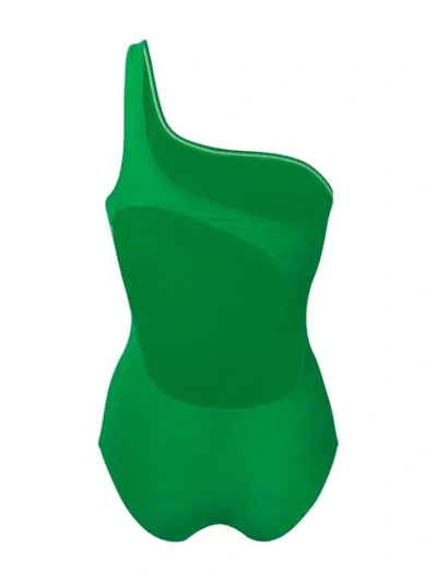 Shop Isabel Marant Étoile One Shoulder Swimsuit In Green