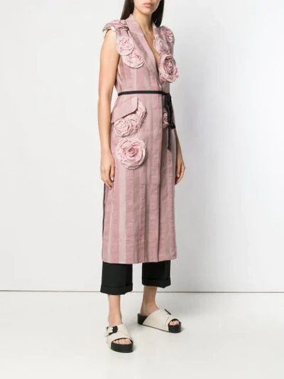 Shop Ann Demeulemeester Embroidered Flower Sleeveless Coat In Pink