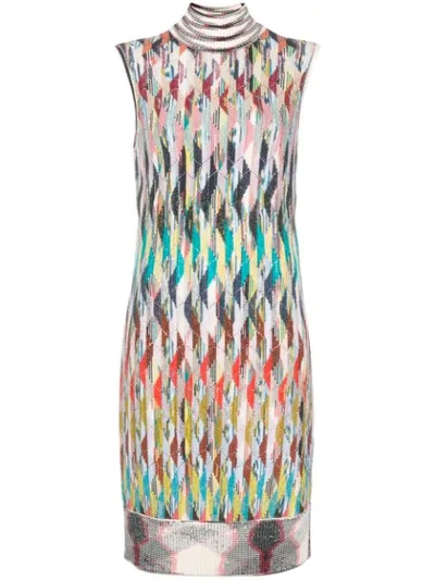 Shop Missoni Striped Knitted Turtleneck Dress - Neutrals