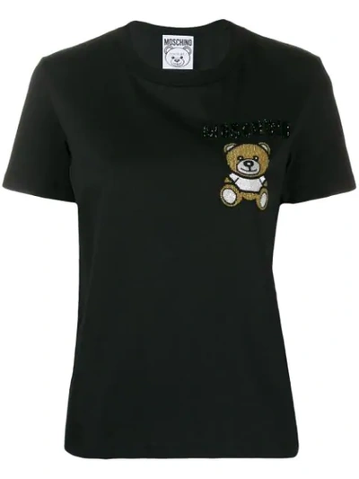 Shop Moschino Beaded Teddy Bear T-shirt In Black