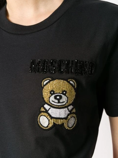 Shop Moschino Beaded Teddy Bear T-shirt In Black