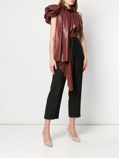 Shop Maticevski Oversized Drape Top In Brown