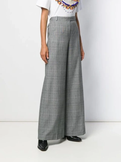 PINKO CHECK PATTERN FLARED TROUSERS - 灰色