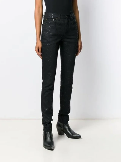 SAINT LAURENT STAR PRINT SKINNY JEANS - 黑色