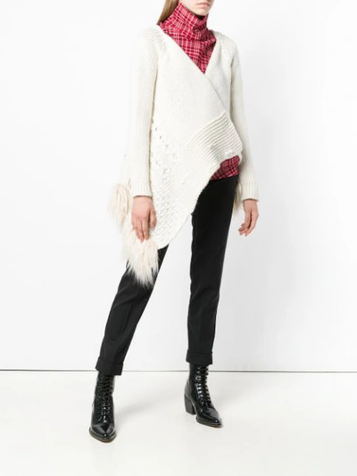 Shop Simone Rocha Asymmetric Knitted Cardigan - Neutrals