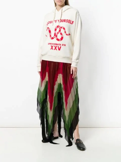 Shop Gucci Jagged Micro Pleated Skirt In Multicolour