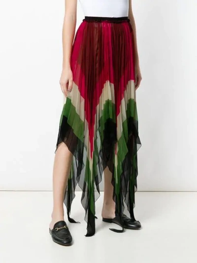 Shop Gucci Jagged Micro Pleated Skirt In Multicolour