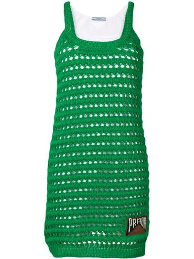 Shop Prada Crochet Knit Dress In F077u