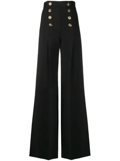 Shop Elisabetta Franchi 'nautical' Palazzohose In 110 Black