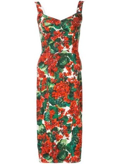 Shop Dolce & Gabbana Portofino Print Cady Bustier Dress In Red