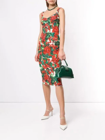 Shop Dolce & Gabbana Portofino Print Cady Bustier Dress In Red