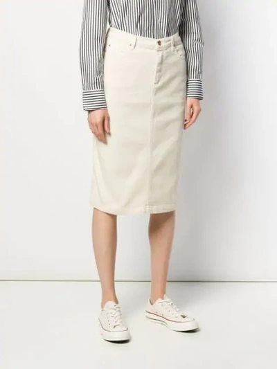 Shop Aspesi High-waisted Denim Skirt In White