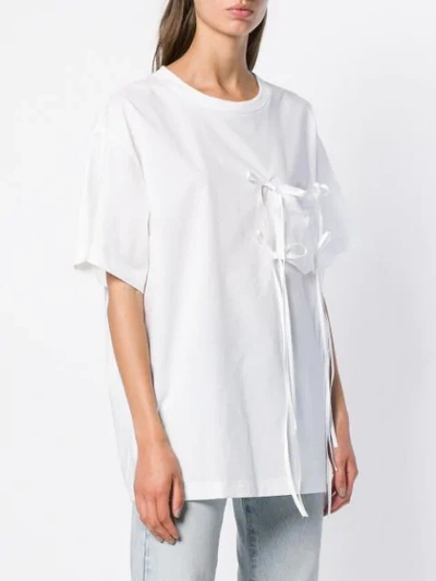 Shop Mm6 Maison Margiela Bow Detail Pocket Tee In White