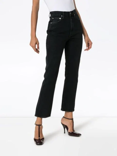 Shop Agolde High-waisted Straight Jeans In Black