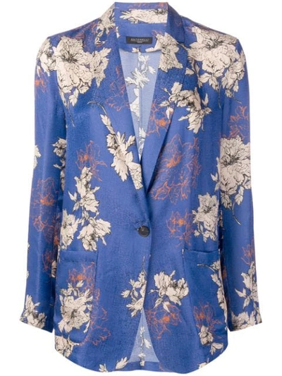 Shop Antonelli Floral Print Blazer In Purple