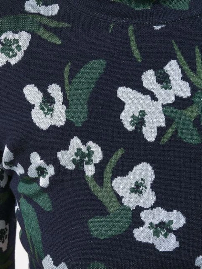 Shop Christian Wijnants Klara Jacquard Sweater In Navy/off White Flower Mix 