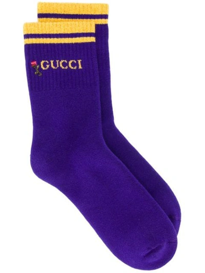 Shop Gucci Lurex Trim Socks In 5275
