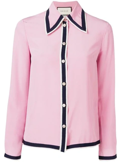 Shop Gucci Contrast Trim Shirt In Pink