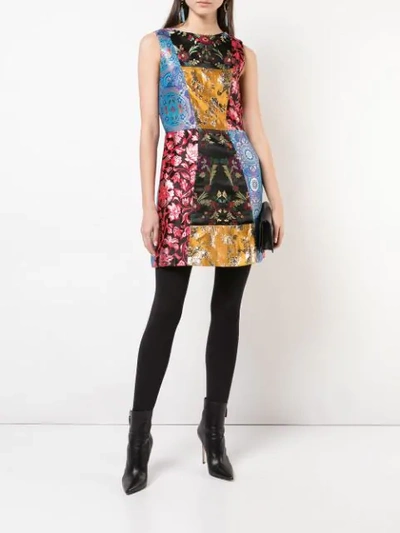 Shop Alice And Olivia Patchwork Sleeveless Dress In Multicolour